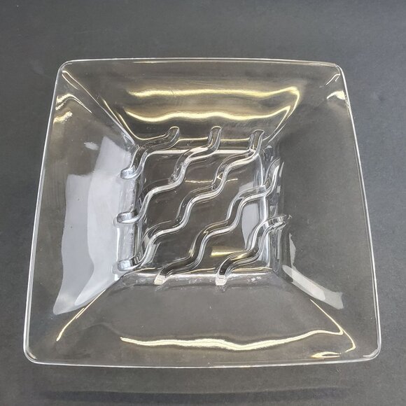Bleikristall of Germany Plate Square 24% Leaded Crystal Waves Design 6"x6" - Picture 2 of 8
